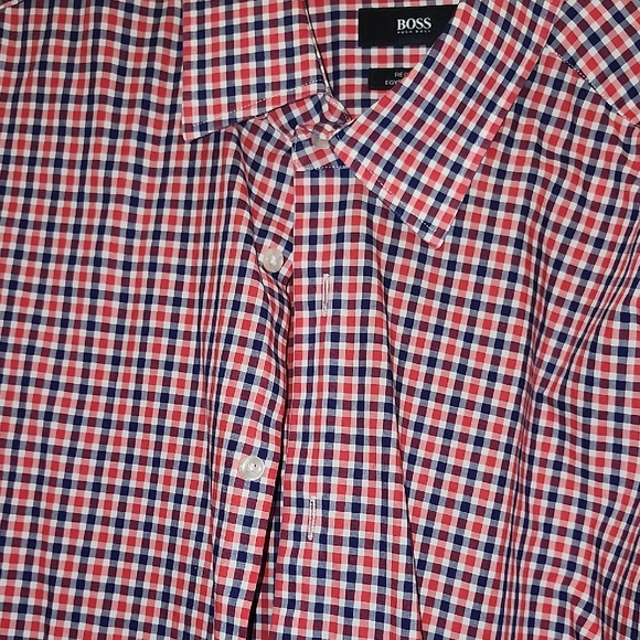 Boss Men's Red and Blue Plaid Shirt - Picture 3 of 3
